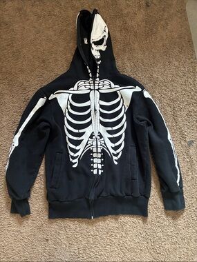 Hot Topic Black Hoodie with White Skeleton Print